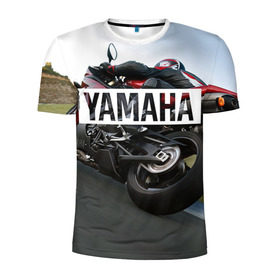 Мужская футболка 3D спортивная с принтом Yamaha 4 в Кировске, 100% полиэстер с улучшенными характеристиками | приталенный силуэт, круглая горловина, широкие плечи, сужается к линии бедра | yamaha