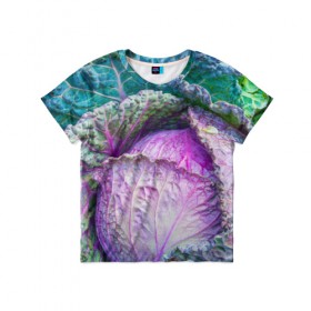Детская футболка 3D с принтом Капуста в Кировске, 100% гипоаллергенный полиэфир | прямой крой, круглый вырез горловины, длина до линии бедер, чуть спущенное плечо, ткань немного тянется | дача | еда | зелень | капуста | овощи | огород | растения | цветная капуста