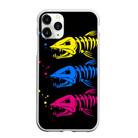 Чехол для iPhone 11 Pro матовый с принтом Рыбалка в Кировске, Силикон |  | art | bubbles | fish | fishing | river | skeleton | water | арт | вода | пузыри | река | рыба | рыбалка | скелет