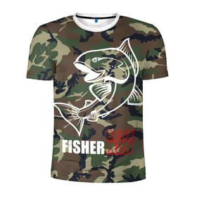 Мужская футболка 3D спортивная с принтом Лучший рыбак в Кировске, 100% полиэстер с улучшенными характеристиками | приталенный силуэт, круглая горловина, широкие плечи, сужается к линии бедра | best fisherman | camouflage | fish | fishing | man | камуфляж | лучший рыбак | мужчина | рыба | рыбалка