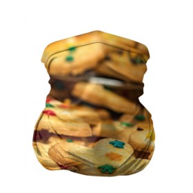 Бандана-труба 3D с принтом Печеньки в Кировске, 100% полиэстер, ткань с особыми свойствами — Activecool | плотность 150‒180 г/м2; хорошо тянется, но сохраняет форму | Тематика изображения на принте: десерт | еда | новый год | печенье | праздник | сладости