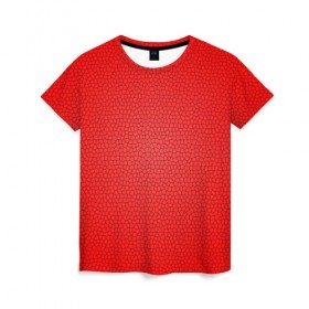 Женская футболка 3D с принтом Витраж Красный в Кировске, 100% полиэфир ( синтетическое хлопкоподобное полотно) | прямой крой, круглый вырез горловины, длина до линии бедер | texture | витраж | красный | текстура