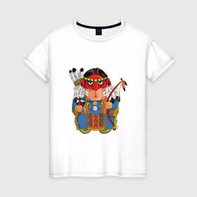 Женская футболка хлопок с принтом Забавные Индейцы 7 в Кировске, 100% хлопок | прямой крой, круглый вырез горловины, длина до линии бедер, слегка спущенное плечо | 