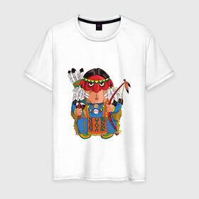 Мужская футболка хлопок с принтом Забавные Индейцы 7 в Кировске, 100% хлопок | прямой крой, круглый вырез горловины, длина до линии бедер, слегка спущенное плечо. | Тематика изображения на принте: 