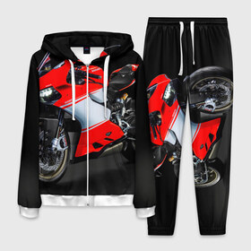 Мужской костюм 3D с принтом Ducati в Кировске, 100% полиэстер | Манжеты и пояс оформлены тканевой резинкой, двухслойный капюшон со шнурком для регулировки, карманы спереди | Тематика изображения на принте: ducati | мото | мотоцикл | скорость
