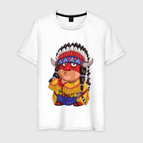 Мужская футболка хлопок с принтом Забавные Индейцы 11 в Кировске, 100% хлопок | прямой крой, круглый вырез горловины, длина до линии бедер, слегка спущенное плечо. | апачи | вождь | воин | животные | запад | канада | лидер | лицо | северная | смешные | талисман | цвет