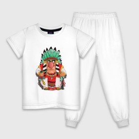 Детская пижама хлопок с принтом Забавные Индейцы 12 в Кировске, 100% хлопок |  брюки и футболка прямого кроя, без карманов, на брюках мягкая резинка на поясе и по низу штанин
 | 