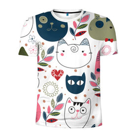 Мужская футболка 3D спортивная с принтом Funny cats в Кировске, 100% полиэстер с улучшенными характеристиками | приталенный силуэт, круглая горловина, широкие плечи, сужается к линии бедра | cats | коты | кошки