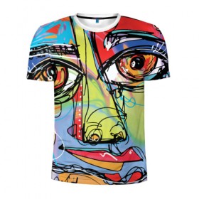 Мужская футболка 3D спортивная с принтом Abstract girl graffiti в Кировске, 100% полиэстер с улучшенными характеристиками | приталенный силуэт, круглая горловина, широкие плечи, сужается к линии бедра | abstract | girl | graffiti