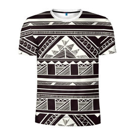 Мужская футболка 3D спортивная с принтом Etno pattern в Кировске, 100% полиэстер с улучшенными характеристиками | приталенный силуэт, круглая горловина, широкие плечи, сужается к линии бедра | орнамент | черно белый | этно