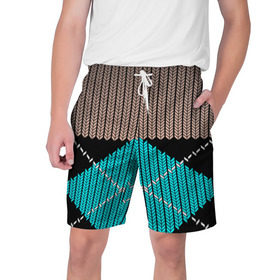 Мужские шорты 3D с принтом Узор в Кировске,  полиэстер 100% | прямой крой, два кармана без застежек по бокам. Мягкая трикотажная резинка на поясе, внутри которой широкие завязки. Длина чуть выше колен | ромбы | свитер | узор