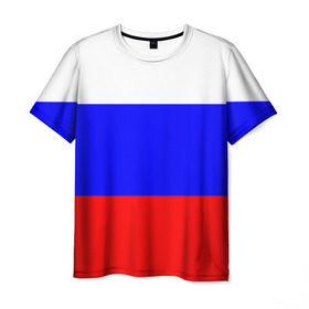Мужская футболка 3D с принтом Россия в Кировске, 100% полиэфир | прямой крой, круглый вырез горловины, длина до линии бедер | Тематика изображения на принте: народный | россия | русский | страны | триколор | флаг