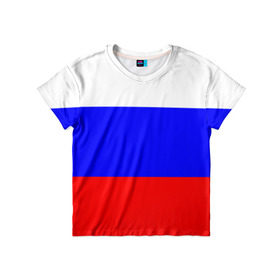 Детская футболка 3D с принтом Россия в Кировске, 100% гипоаллергенный полиэфир | прямой крой, круглый вырез горловины, длина до линии бедер, чуть спущенное плечо, ткань немного тянется | народный | россия | русский | страны | триколор | флаг