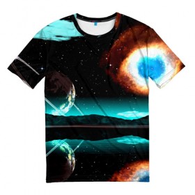 Мужская футболка 3D с принтом Планета в Кировске, 100% полиэфир | прямой крой, круглый вырез горловины, длина до линии бедер | вселенная | галактика | звезды | планета