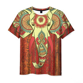 Мужская футболка 3D с принтом Индия 4 в Кировске, 100% полиэфир | прямой крой, круглый вырез горловины, длина до линии бедер | india | индия | индуизм | кришна | слон