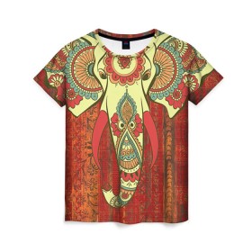 Женская футболка 3D с принтом Индия 4 в Кировске, 100% полиэфир ( синтетическое хлопкоподобное полотно) | прямой крой, круглый вырез горловины, длина до линии бедер | india | индия | индуизм | кришна | слон