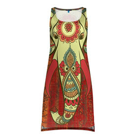 Платье-майка 3D с принтом Индия 4 в Кировске, 100% полиэстер | полуприлегающий силуэт, широкие бретели, круглый вырез горловины, удлиненный подол сзади. | india | индия | индуизм | кришна | слон