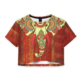 Женская футболка 3D укороченная с принтом Индия 4 в Кировске, 100% полиэстер | круглая горловина, длина футболки до линии талии, рукава с отворотами | Тематика изображения на принте: india | индия | индуизм | кришна | слон