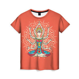 Женская футболка 3D с принтом Индия 1 в Кировске, 100% полиэфир ( синтетическое хлопкоподобное полотно) | прямой крой, круглый вырез горловины, длина до линии бедер | india | индия | индуизм | кришна