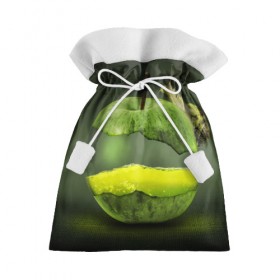 Подарочный 3D мешок с принтом Яблоко в Кировске, 100% полиэстер | Размер: 29*39 см | Тематика изображения на принте: арт | зеленый | новые | улитка | фантастика | фрукты | яблоко