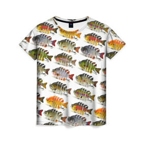 Женская футболка 3D с принтом Рыбки в Кировске, 100% полиэфир ( синтетическое хлопкоподобное полотно) | прямой крой, круглый вырез горловины, длина до линии бедер | bait | fish | fishing | lure | tackle | блесна | наживка | приманка | рыба | рыбалка | снасть