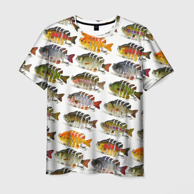 Мужская футболка 3D с принтом Рыбки в Кировске, 100% полиэфир | прямой крой, круглый вырез горловины, длина до линии бедер | bait | fish | fishing | lure | tackle | блесна | наживка | приманка | рыба | рыбалка | снасть