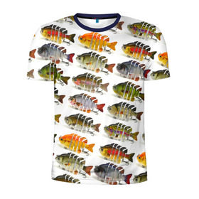 Мужская футболка 3D спортивная с принтом Рыбки в Кировске, 100% полиэстер с улучшенными характеристиками | приталенный силуэт, круглая горловина, широкие плечи, сужается к линии бедра | bait | fish | fishing | lure | tackle | блесна | наживка | приманка | рыба | рыбалка | снасть