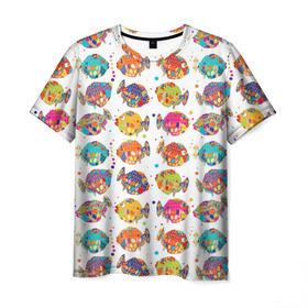 Мужская футболка 3D с принтом Рыбки в Кировске, 100% полиэфир | прямой крой, круглый вырез горловины, длина до линии бедер | детский | разноцветный | рыба | яркий