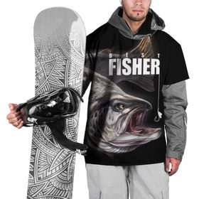 Накидка на куртку 3D с принтом Лучший рыбак в Кировске, 100% полиэстер |  | background | best fisherman | black | fish | fishing | sturgeon | лучший рыбак | осетр | рыба | рыбалка | фон | черный