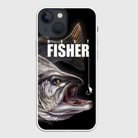 Чехол для iPhone 13 mini с принтом Лучший рыбак в Кировске,  |  | background | best fisherman | black | fish | fishing | sturgeon | лучший рыбак | осетр | рыба | рыбалка | фон | черный