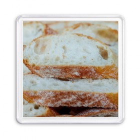 Магнит 55*55 с принтом Хлеб в Кировске, Пластик | Размер: 65*65 мм; Размер печати: 55*55 мм | батон | булка | булочка | выпечка | еда | кулинария | кусочек | мука | хлеб
