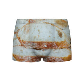 Мужские трусы 3D с принтом Хлеб в Кировске, 50% хлопок, 50% полиэстер | классическая посадка, на поясе мягкая тканевая резинка | Тематика изображения на принте: батон | булка | булочка | выпечка | еда | кулинария | кусочек | мука | хлеб