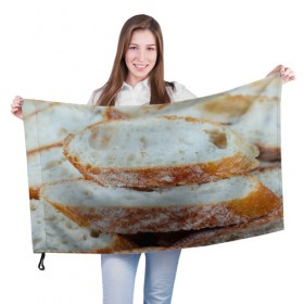 Флаг 3D с принтом Хлеб в Кировске, 100% полиэстер | плотность ткани — 95 г/м2, размер — 67 х 109 см. Принт наносится с одной стороны | батон | булка | булочка | выпечка | еда | кулинария | кусочек | мука | хлеб