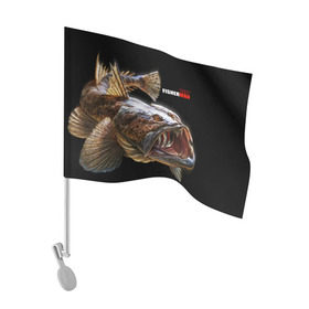 Флаг для автомобиля с принтом Лучший рыбак в Кировске, 100% полиэстер | Размер: 30*21 см | best fisherman | black background | deep | fish | fishing | jaws | predator | teeth | water | вода | глубина | зубы | лучший | пасть | рыба | рыбак | рыбалка | хищник | черный фон