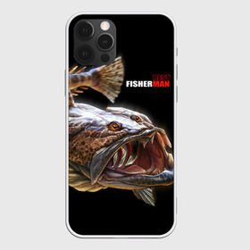Чехол для iPhone 12 Pro Max с принтом Лучший рыбак в Кировске, Силикон |  | best fisherman | black background | deep | fish | fishing | jaws | predator | teeth | water | вода | глубина | зубы | лучший | пасть | рыба | рыбак | рыбалка | хищник | черный фон