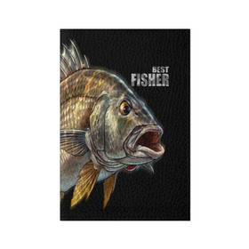 Обложка для паспорта матовая кожа с принтом Лучший рыбак в Кировске, натуральная матовая кожа | размер 19,3 х 13,7 см; прозрачные пластиковые крепления | background | best fisherman | black | fish | fishing | лучший рыбак | рыба | рыбалка | фон | черный