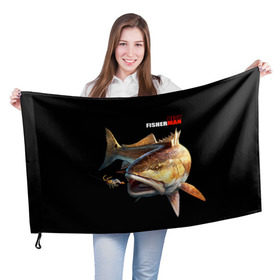 Флаг 3D с принтом Лучший рыбак в Кировске, 100% полиэстер | плотность ткани — 95 г/м2, размер — 67 х 109 см. Принт наносится с одной стороны | background | best fisherman | black | fish | fishing | лучший рыбак | рыба | рыбалка | фон | черный