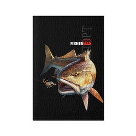 Обложка для паспорта матовая кожа с принтом Лучший рыбак в Кировске, натуральная матовая кожа | размер 19,3 х 13,7 см; прозрачные пластиковые крепления | background | best fisherman | black | fish | fishing | лучший рыбак | рыба | рыбалка | фон | черный