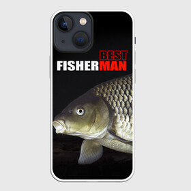 Чехол для iPhone 13 mini с принтом Лучший рыбак в Кировске,  |  | background | best fisherman | black | fish | fishing | лещ | лучший рыбак | рыба | рыбалка | фон | черный