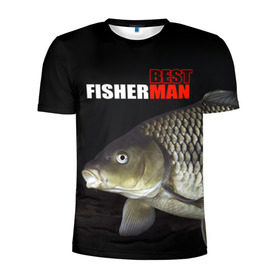 Мужская футболка 3D спортивная с принтом Лучший рыбак в Кировске, 100% полиэстер с улучшенными характеристиками | приталенный силуэт, круглая горловина, широкие плечи, сужается к линии бедра | background | best fisherman | black | fish | fishing | лещ | лучший рыбак | рыба | рыбалка | фон | черный