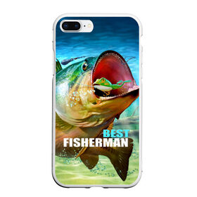 Чехол для iPhone 7Plus/8 Plus матовый с принтом Лучший рыбак в Кировске, Силикон | Область печати: задняя сторона чехла, без боковых панелей | крючок | лягушка | наживка | рыба