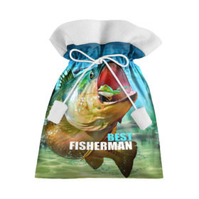 Подарочный 3D мешок с принтом Лучший рыбак в Кировске, 100% полиэстер | Размер: 29*39 см | Тематика изображения на принте: крючок | лягушка | наживка | рыба