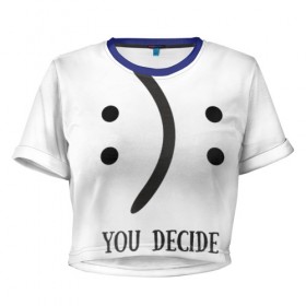 Женская футболка 3D укороченная с принтом Твой выбор в Кировске, 100% полиэстер | круглая горловина, длина футболки до линии талии, рукава с отворотами | 