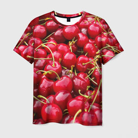 Мужская футболка 3D с принтом Черешня в Кировске, 100% полиэфир | прямой крой, круглый вырез горловины, длина до линии бедер | вишня | десерт | лето | сладкое | черешня | ягода