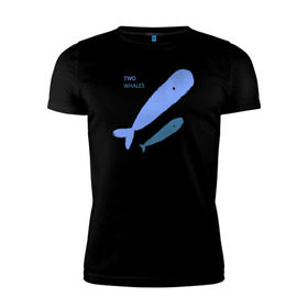Мужская футболка премиум с принтом Киты в Кировске, 92% хлопок, 8% лайкра | приталенный силуэт, круглый вырез ворота, длина до линии бедра, короткий рукав | абстракция | арт | киты | минимализм | море | океан | рыбы