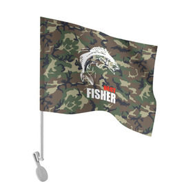 Флаг для автомобиля с принтом Лучший рыбак в Кировске, 100% полиэстер | Размер: 30*21 см | best fisherman | camouflage | fish | fishing | камуфляж | лучший рыбак | рыба | рыбалка