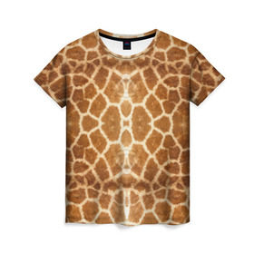 Женская футболка 3D с принтом Шкура Жирафа в Кировске, 100% полиэфир ( синтетическое хлопкоподобное полотно) | прямой крой, круглый вырез горловины, длина до линии бедер | textures | животное | жираф | текстура