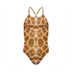 Детский купальник 3D с принтом Шкура Жирафа в Кировске, Полиэстер 85%, Спандекс 15% | Слитный крой, подклад по переду изделия, узкие бретели | textures | животное | жираф | текстура