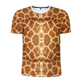 Мужская футболка 3D спортивная с принтом Шкура Жирафа в Кировске, 100% полиэстер с улучшенными характеристиками | приталенный силуэт, круглая горловина, широкие плечи, сужается к линии бедра | textures | животное | жираф | текстура
