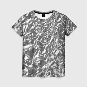 Женская футболка 3D с принтом Silver в Кировске, 100% полиэфир ( синтетическое хлопкоподобное полотно) | прямой крой, круглый вырез горловины, длина до линии бедер | silver | texture | драгоценный | металл | серебро | текстура